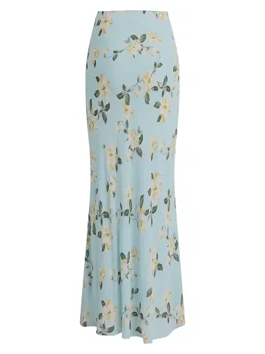 Favorite Daughter Women's The Favorite Floral Print Maxi Skirt - Aqua Floral - Size Large | Thumbnail 2