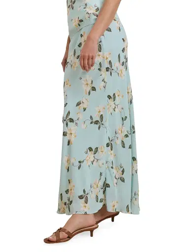 Favorite Daughter Women's The Favorite Floral Print Maxi Skirt - Aqua Floral - Size Large | Thumbnail 4