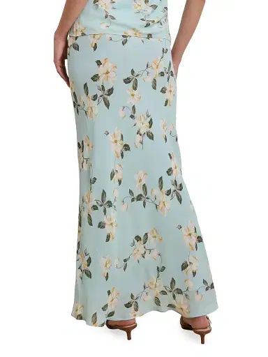 Favorite Daughter Women's The Favorite Floral Print Maxi Skirt - Aqua Floral - Size Large | Thumbnail 5