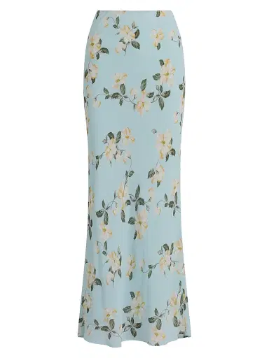 Favorite Daughter Women's The Favorite Floral Print Maxi Skirt - Aqua Floral - Size Large | Thumbnail 1