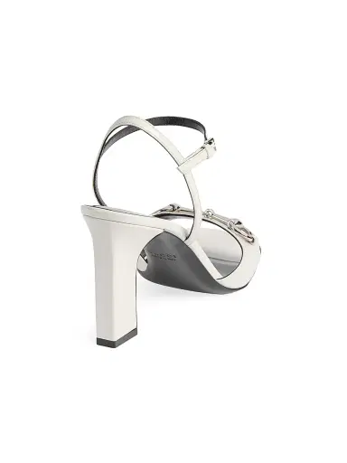 Gucci Women's Signora 85MM Leather Block-Heel Sandals - White Bamboo - Size 12 | Thumbnail 3