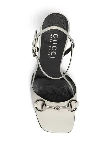 Gucci Women's Signora 85MM Leather Block-Heel Sandals - White Bamboo - Size 12 | Thumbnail 4