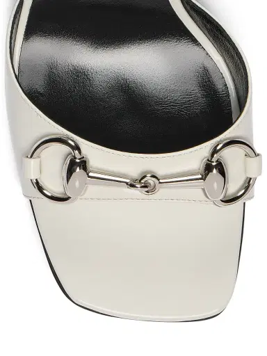 Gucci Women's Signora 85MM Leather Block-Heel Sandals - White Bamboo - Size 12 | Thumbnail 5