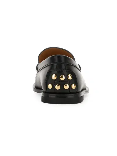 Tod's Women's Metal-Pebble Leather Loafers - Black | Thumbnail 3