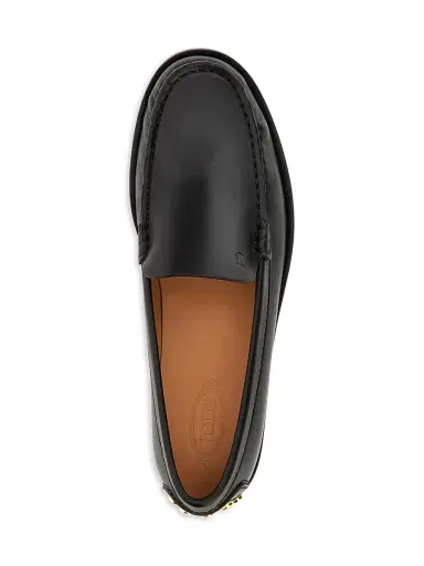 Tod's Women's Metal-Pebble Leather Loafers - Black | Thumbnail 4