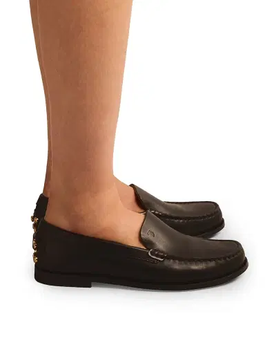 Tod's Women's Metal-Pebble Leather Loafers - Black | Thumbnail 7