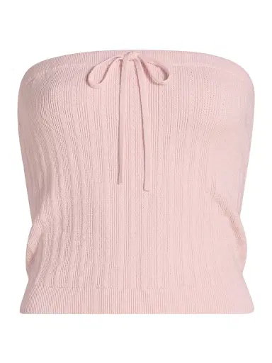 Reformation Women's Zazie Knit Cotton-Blend Strapless Top - Cherry Blossom - Size XS | Thumbnail 1 Reformation Women's Zazie Knit Cotton-Blend Strapless Top - Cherry Blossom - Size XS | Thumbnail 1