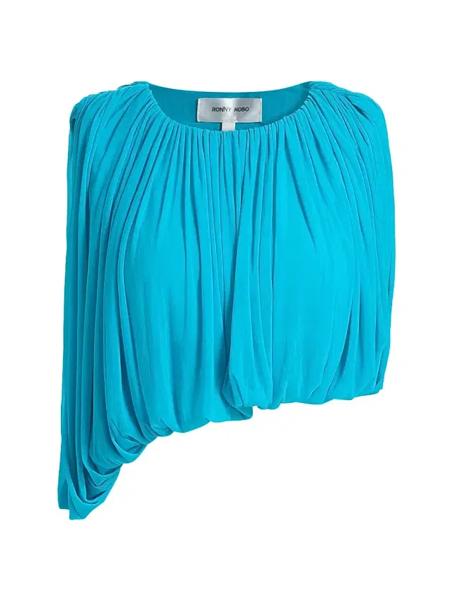 Ronny Kobo Women's Chelly Ruched Crop Top - Turquoise