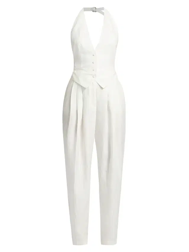 Ronny Kobo Women's Rex Linen-Blend Vest Jumpsuit - White