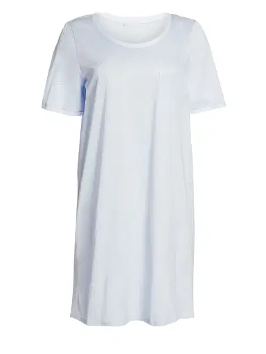 Hanro Women's Cotton Deluxe Short-Sleeve Gown - Blue Glow - Size XL | Thumbnail 1 Hanro Women's Cotton Deluxe Short-Sleeve Gown - Blue Glow - Size XL | Thumbnail 1