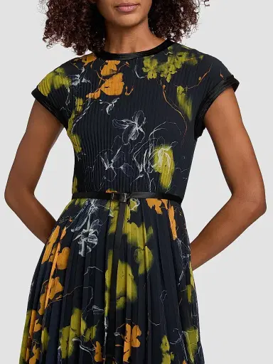 Jason Wu Collection Women's Shadow Floral Crepe Chiffon Pleated Midi-Dress - Ultra Navy | Thumbnail 6 Jason Wu Collection Women's Shadow Floral Crepe Chiffon Pleated Midi-Dress - Ultra Navy | Thumbnail 6
