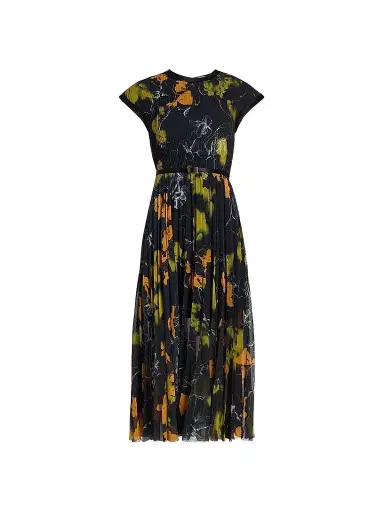 Jason Wu Collection Women's Shadow Floral Crepe Chiffon Pleated Midi-Dress - Ultra Navy | Thumbnail 1 Jason Wu Collection Women's Shadow Floral Crepe Chiffon Pleated Midi-Dress - Ultra Navy | Thumbnail 1