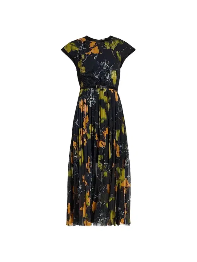 Jason Wu Collection Women's Shadow Floral Crepe Chiffon Pleated Midi-Dress - Ultra Navy