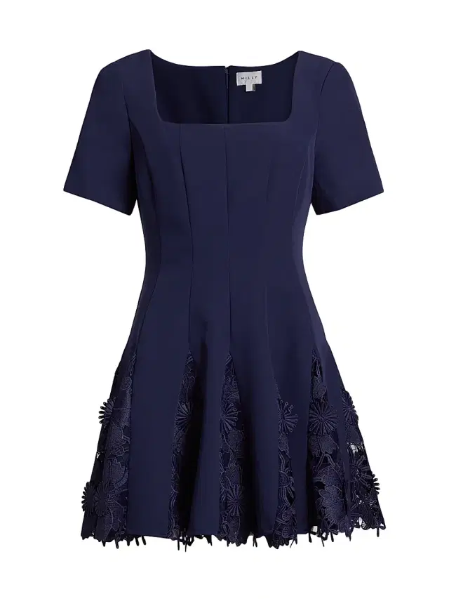 Milly Women's Joy Lace-Trimmed Fit & Flare Minidress - Navy