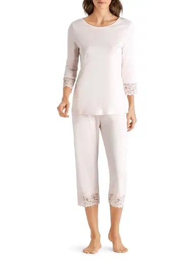 Hanro Women's Two-Piece Moments Pajama Set - Crystal Pink - Size Large | Thumbnail 1