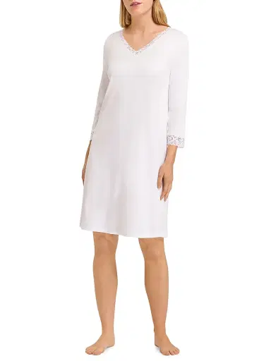 Hanro Women's Moments Cotton Lace-Trim Nightgown - White - Size Medium | Thumbnail 2 Hanro Women's Moments Cotton Lace-Trim Nightgown - White - Size Medium | Thumbnail 2