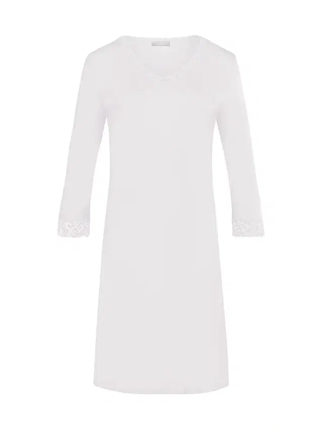 Hanro Women's Moments Cotton Lace-Trim Nightgown - White