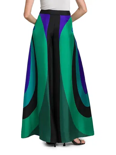 Pucci Women's Silk Twill Wide-Leg Pants - Smeraldo | Thumbnail 5