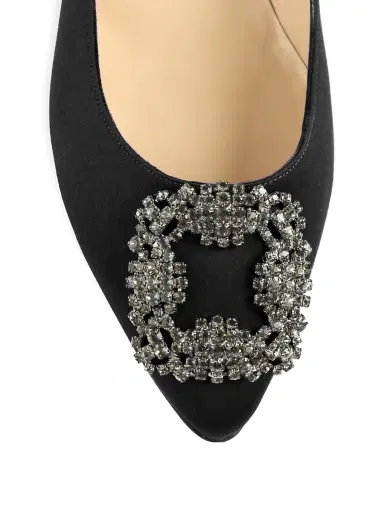 Manolo Blahnik Women's Hangisi 25MM Embellished Satin Flats - Blue - Size 9 | Thumbnail 3