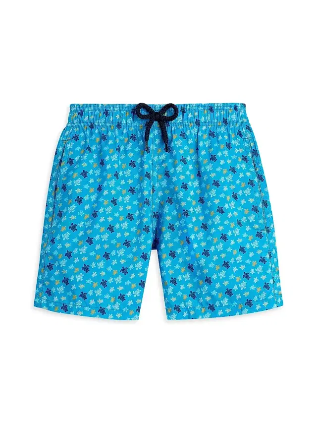 Little Boy's & Boy's Micro Ronde Des Tortues Rainbow Swim Trunks - Blue