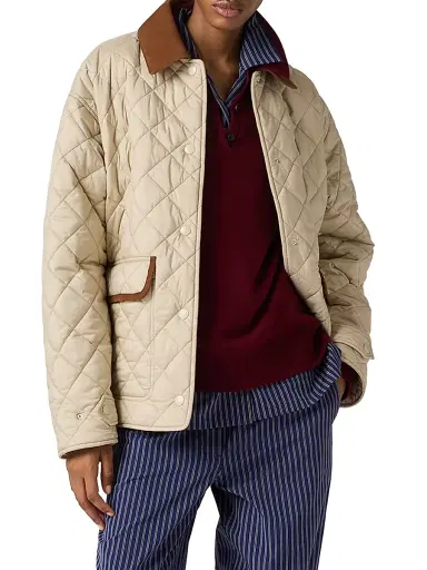 Miu Miu Women's Quilted Technical Pongé Blouson - Beige Multi | Thumbnail 2 Miu Miu Women's Quilted Technical Pongé Blouson - Beige Multi | Thumbnail 2