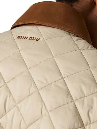 Miu Miu Women's Quilted Technical Pongé Blouson - Beige Multi | Thumbnail 5 Miu Miu Women's Quilted Technical Pongé Blouson - Beige Multi | Thumbnail 5