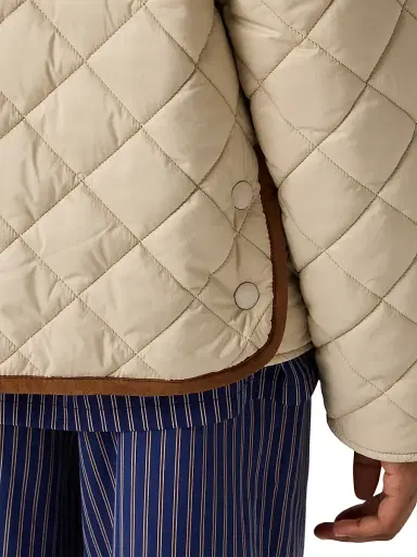 Miu Miu Women's Quilted Technical Pongé Blouson - Beige Multi | Thumbnail 6 Miu Miu Women's Quilted Technical Pongé Blouson - Beige Multi | Thumbnail 6