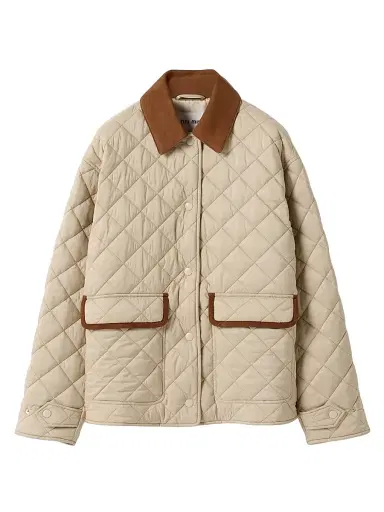 Miu Miu Women's Quilted Technical Pongé Blouson - Beige Multi | Thumbnail 1 Miu Miu Women's Quilted Technical Pongé Blouson - Beige Multi | Thumbnail 1