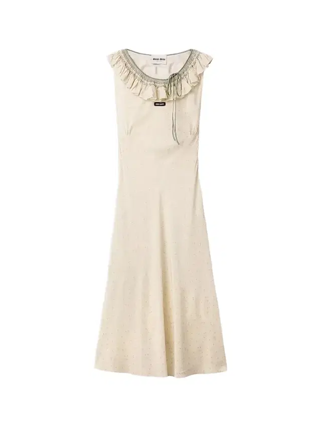 Women's Embroidered Marocain Crepe Dress - Beige Khaki