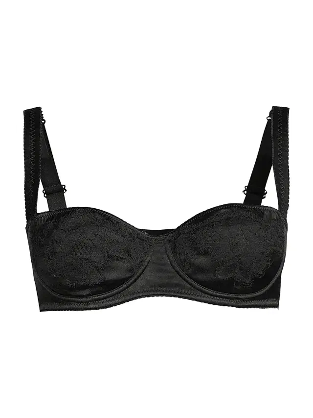 Dolce & Gabbana Women's Silk & Lace Balconnette Bra - Nero