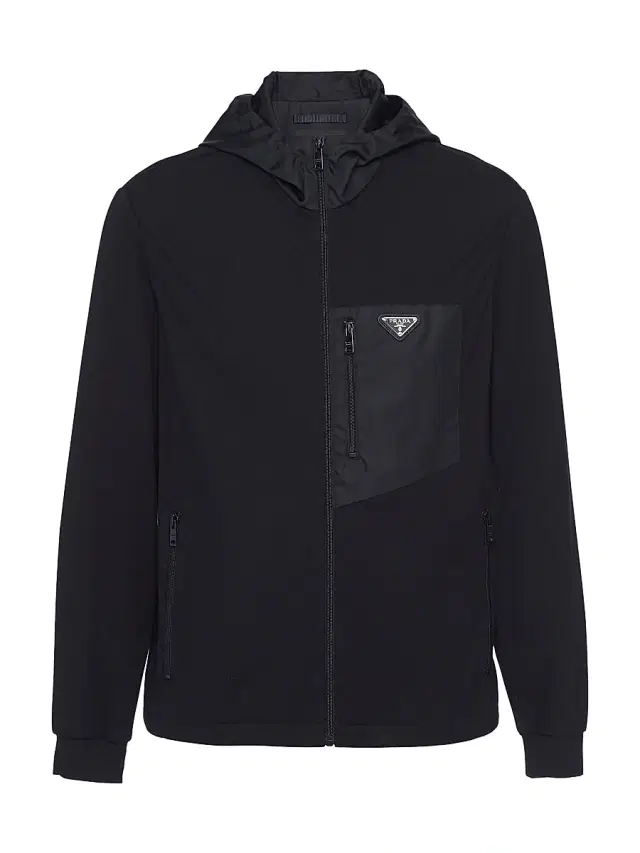 Men's Technical Cotton and Re-Nylon Cardigan - Black