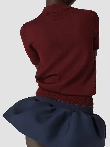 Miu Miu Women's Wool Knit Polo Shirt - Dark Red - Size 6 | Thumbnail 3 Miu Miu Women's Wool Knit Polo Shirt - Dark Red - Size 6 | Thumbnail 3