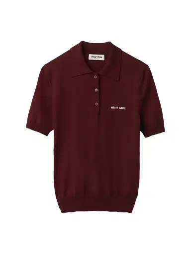 Miu Miu Women's Wool Knit Polo Shirt - Dark Red - Size 6 | Thumbnail 1 Miu Miu Women's Wool Knit Polo Shirt - Dark Red - Size 6 | Thumbnail 1