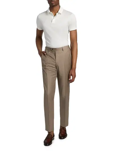 Giorgio Armani Men's Wool Flat-Front Trousers | Thumbnail 2