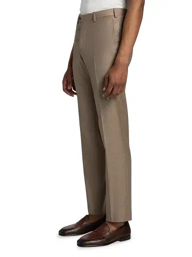 Giorgio Armani Men's Wool Flat-Front Trousers | Thumbnail 4