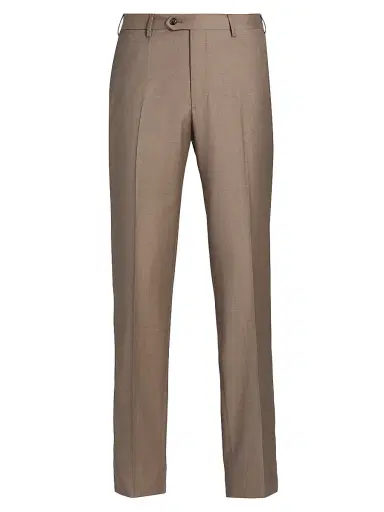 Giorgio Armani Men's Wool Flat-Front Trousers | Thumbnail 1