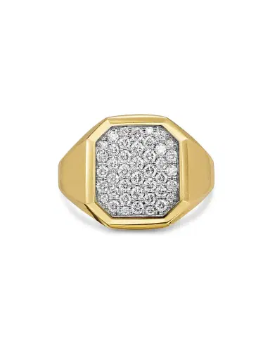 David Yurman Men's Streamline Signet Ring in 18K Yellow Gold - Diamond | Thumbnail 4 David Yurman Men's Streamline Signet Ring in 18K Yellow Gold - Diamond | Thumbnail 4