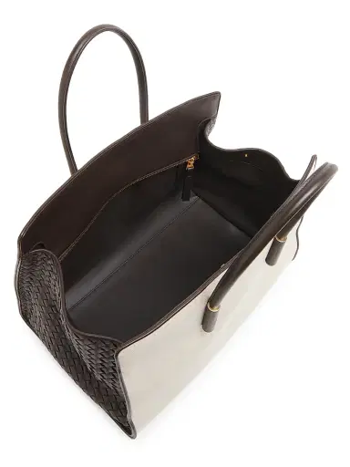 Bottega Veneta Women's Barbara Medium Canvas & Leather Tote Bag | Thumbnail 3 Bottega Veneta Women's Barbara Medium Canvas & Leather Tote Bag | Thumbnail 3