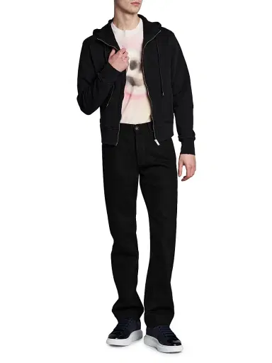 Alexander McQueen Men's Full-Zip Cotton Hoodie - Black - Size XXL | Thumbnail 2