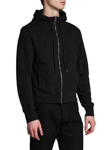 Alexander McQueen Men's Full-Zip Cotton Hoodie - Black - Size XXL | Thumbnail 4