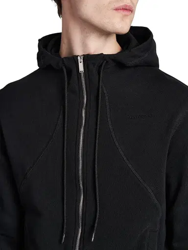 Alexander McQueen Men's Full-Zip Cotton Hoodie - Black - Size XXL | Thumbnail 6
