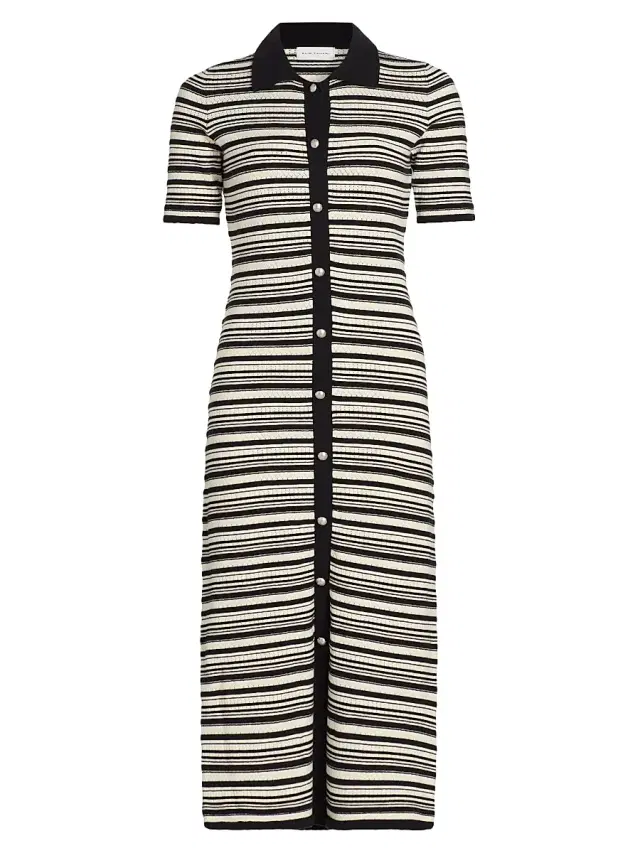 Elie Tahari Women's The Lucine Striped Short-Sleeve Sweaterdress - Noir With