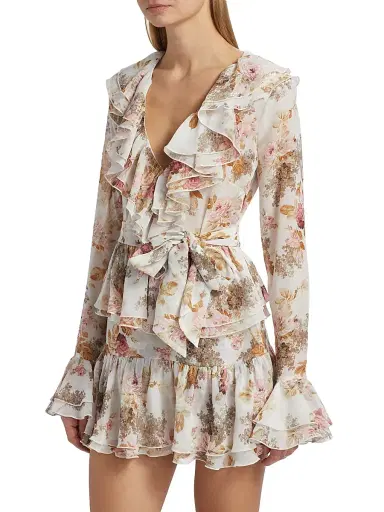 Ronny Kobo Women's Palmero Floral Ruffle Minidress - Muted Floral | Thumbnail 4