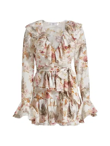 Ronny Kobo Women's Palmero Floral Ruffle Minidress - Muted Floral | Thumbnail 1