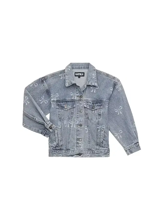 KatieJ NYC Girl's Montauk Bow-Print Denim Jacket - Bow Print