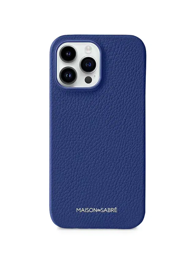 Maison de Sabre Leather Phone Case (iPhone 14 Pro) - Lapis Blue