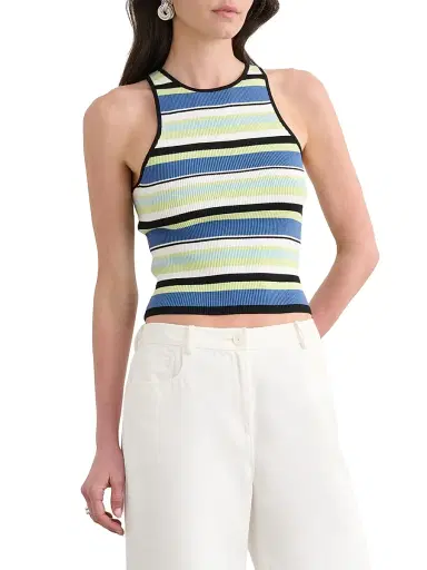 Toccin Women's Avery Racer Striped Tank - Ocean Keylime Multi | Thumbnail 4 Toccin Women's Avery Racer Striped Tank - Ocean Keylime Multi | Thumbnail 4