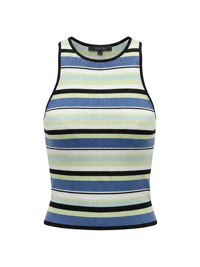 Toccin Women's Avery Racer Striped Tank - Ocean Keylime Multi