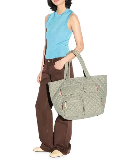 MZ Wallace Women's Metro Quilted Travel Tote Bag - Agave Green | Thumbnail 2