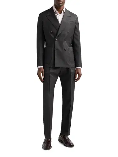 Paul Smith Men's Peak Lapel Wool Double-Breasted Blazer - Dark Brown - Size 44 | Thumbnail 2 Paul Smith Men's Peak Lapel Wool Double-Breasted Blazer - Dark Brown - Size 44 | Thumbnail 2